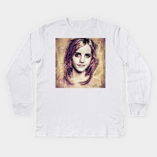 Emma  in sepia Kids Long Sleeve T-Shirt